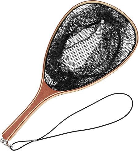 Fly Fishing Net Wooden, Soft Mesh Trout with Handle, Catch and Release Landing for Freshwater and Saltwater, Bass, for Anglers & Fly Fishing Enthusiasts in Saudi Arabia