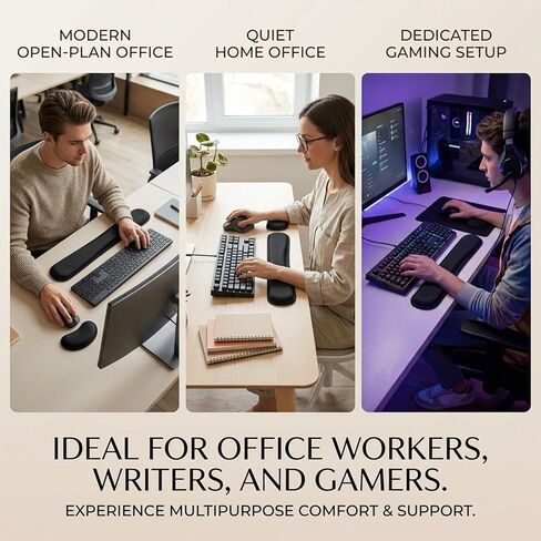 Memory Foam Wrist Rest 2PCS Pad for Computer Keyboard, Mouse, Ergonomic Design for Typing Pain Relief, Desk Pads Support Hand and Arm, Mousepad Rests, Black in Saudi Arabia