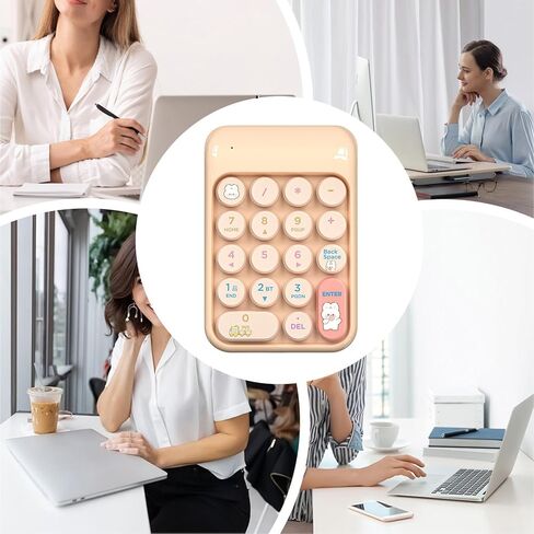 Wireless Number Pad | 18 Keys Cartoon External Numpad | 2.4G Numeric Keypad - for Financial Accounting Office Work Study Game PC Laptop in Saudi Arabia