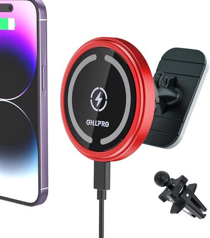 OHLPRO for MagSafe Car Mount Charger iPhone Wireless Car Charger, Stick on Dashboard Magnetic Phone Holder Mount for iPhone 17 Pro Max 16 15 14 Series, 15W Fast Charging, Aluminum Shell in Saudi Arabia