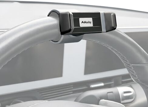 Maxby Steering Wheel Phone Holder Mount for Parked Use, Universal Clamp Fits Most Phones, 360° Rotating Adjustable Bracket, Quick Attach Detach, Hands-Free Viewing for Waiting and Meals in the Car in Saudi Arabia