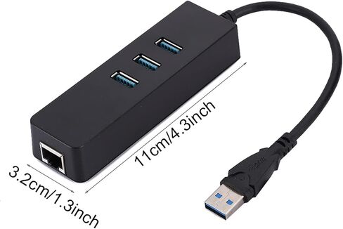 USB 3.0 Gigabit Ethernet Converter Adapter, with 3 Port USB Hub RJ45 Port, for Wins Laptop PC in Saudi Arabia