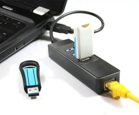 USB 3.0 Gigabit Ethernet Converter Adapter, with 3 Port USB Hub RJ45 Port, for Wins Laptop PC in Saudi Arabia