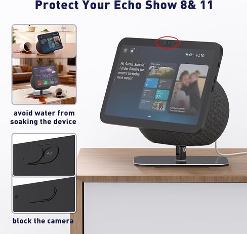 Metal Stand for Echo Show 11 & Show 8 2025, Tiltable Table Holder, 360° Swivel, Easy Operation, Sturdy and Durable, Magnetic Desk Stand, Convenient to Use in The Kitchen (Black) in Kuwait