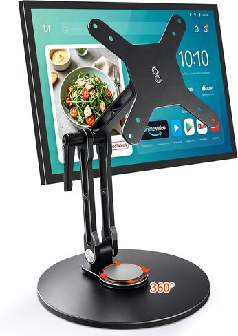 حامل دوار وإمالة لعرض Echo Show 15 (الجيل 1، الجيل 2)، Echo Show 21، حامل مكتب بارتفاع قابل للتعديل مع قاعدة دوارة 360 درجة، حامل شاشة من الألومنيوم سهل التركيب للعرض 21/15 in Kuwait