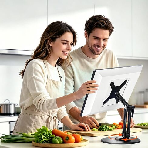 حامل دوار وإمالة لعرض Echo Show 15 (الجيل 1، الجيل 2)، Echo Show 21، حامل مكتب بارتفاع قابل للتعديل مع قاعدة دوارة 360 درجة، حامل شاشة من الألومنيوم سهل التركيب للعرض 21/15 in Kuwait