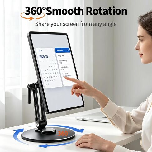 حامل دوار وإمالة لعرض Echo Show 15 (الجيل 1، الجيل 2)، Echo Show 21، حامل مكتب بارتفاع قابل للتعديل مع قاعدة دوارة 360 درجة، حامل شاشة من الألومنيوم سهل التركيب للعرض 21/15 in Kuwait