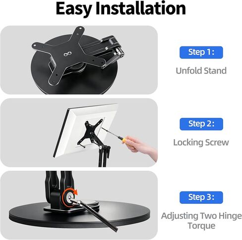 حامل دوار وإمالة لعرض Echo Show 15 (الجيل 1، الجيل 2)، Echo Show 21، حامل مكتب بارتفاع قابل للتعديل مع قاعدة دوارة 360 درجة، حامل شاشة من الألومنيوم سهل التركيب للعرض 21/15 in Kuwait