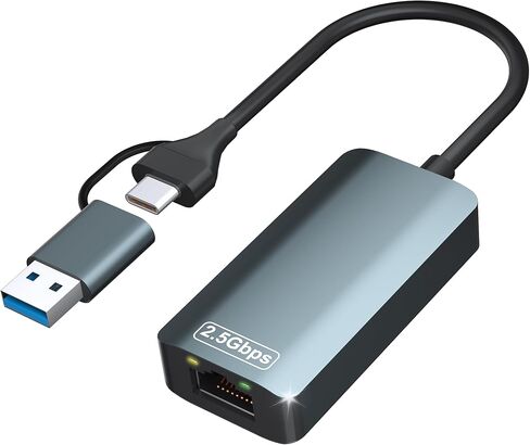 محول إيثرنت USB سعة 2.5 جيجابايت، شبكة إنترنت من النوع C إلى RJ45 بسرعة 2.5 جيجابت في الثانية مع منفذ USB-A 3.0 من الألومنيوم المحمول جيجابت سلكي للإنترنت لأجهزة MacBook وiPad وiPhone 15/16 Pro Max وWindows/MacOS in Kuwait