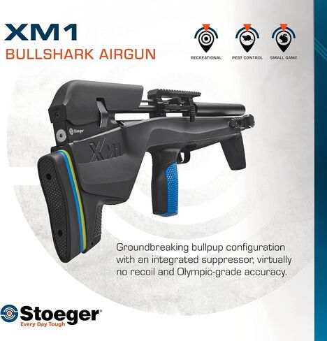 Stoeger XM1 PCP Bullshark - عيار .177 - أسود اصطناعي مع نظام متعدد القبضة وفواصل للأرداف in Saudi Arabia