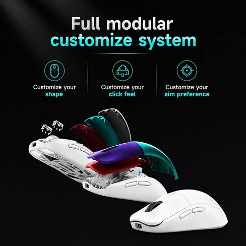 PWNAGE Symm 3 Wireless Gaming Mouse 8kHz - 50 Grams Ultralight Esports Pro Gamer Flawless Professional Custom Xero PAW3950 Optical Sensor 36,000 DPI - 8000Hz -100% PTFE Skates Symm 3 -White 300mAh in Saudi Arabia