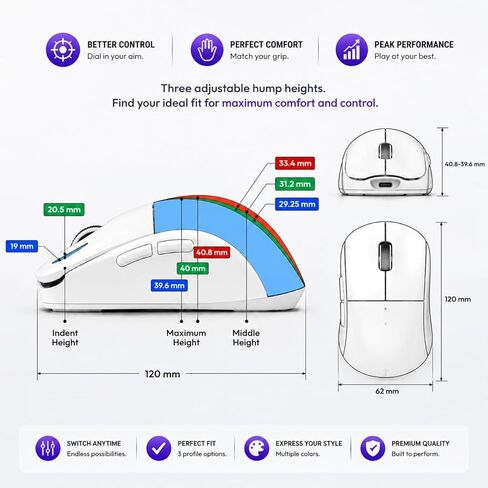 PWNAGE Symm 3 Wireless Gaming Mouse 8kHz - 50 Grams Ultralight Esports Pro Gamer Flawless Professional Custom Xero PAW3950 Optical Sensor 36,000 DPI - 8000Hz -100% PTFE Skates Symm 3 -White 300mAh in Saudi Arabia
