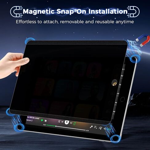 شاشة خصوصية مغناطيسية بأربعة اتجاهات لجهاز iPad الجيل التاسع 10.2 بوصة 2022، فلتر خاص قابل للإزالة 360 درجة لجهاز iPad 8/7th Gen 10.2 بوصة، واقي أمان سهل التركيب مضاد للوهج وخالي من الفقاعات، عبوة واحدة in Kuwait
