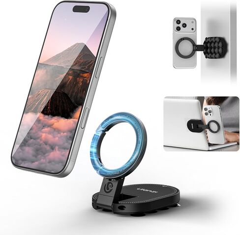 ULANZI MA39 MagLock حامل هاتف مغناطيسي 3 في 1 لـ MagSafe، حامل ثلاثي القوائم قابل للدوران 360 درجة مع مشبك حلقة تسلق، متوافق مع iPhone 17/16/15/14/13/12، مثالي للوحة القيادة والمطبخ والمكتب in Saudi Arabia