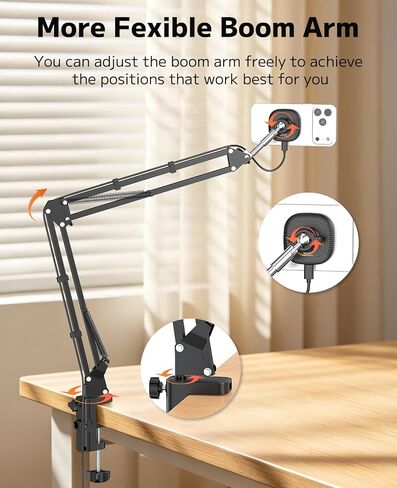 VRIG Magnetic Wireless Charger Phone Holder for Bed Desk, Flexible Articulating Table Mount, Overhead Stand Compatible with iPhone 17/16/15/14, Great for Video Recording, Zoom Meeting, Live Streaming in Saudi Arabia