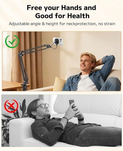 VRIG Magnetic Wireless Charger Phone Holder for Bed Desk, Flexible Articulating Table Mount, Overhead Stand Compatible with iPhone 17/16/15/14, Great for Video Recording, Zoom Meeting, Live Streaming in Saudi Arabia