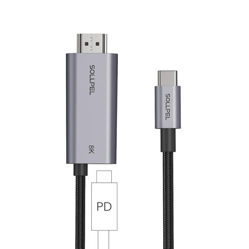 كابل USB C 8K إلى HDMI 4K@240 هرتز مع شحن 140 وات، سلك من النوع C إلى HDMI 2.1 لجهاز MacBook Pro وiPad Pro وiPhone وSwitch 2-لا حاجة إلى قاعدة توصيل، محمول لألعاب التلفزيون، 6.6 قدم in Saudi Arabia