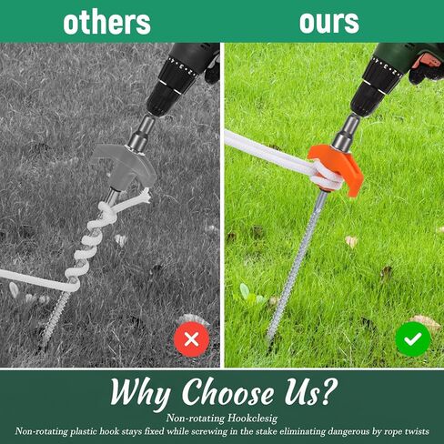 20 قطعة من أوتاد الخيمة شديدة التحمل مقاس 8 بوصات مع رؤوس سداسية وسحّاب ربط، أوتاد خيمة معدنية ملولبة مرساة أرضية مع حقيبة تخزين لمظلات التخييم المتأرجحة (برتقالي) in Kuwait