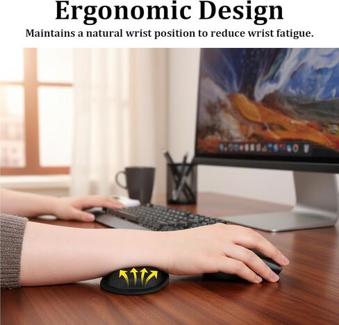 Thinp Mouse Wrist Rest, Ergonomic Memory Foam Wrist Pad for Mouse Mouses Wrists Support Pad with Non-Slip Base for Easy Typing Office Work and Laptop Computer Gaming (Black) in Saudi Arabia