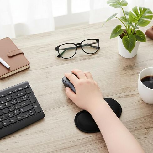 Thinp Mouse Wrist Rest, Ergonomic Memory Foam Wrist Pad for Mouse Mouses Wrists Support Pad with Non-Slip Base for Easy Typing Office Work and Laptop Computer Gaming (Black) in Saudi Arabia
