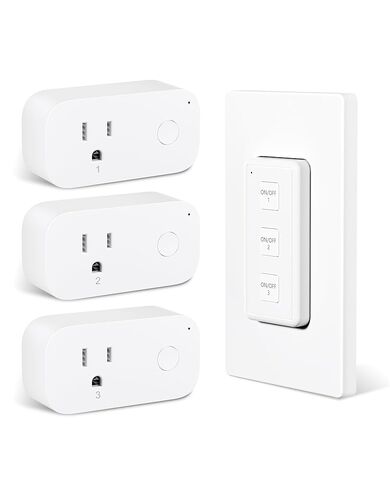 BN-LINK Mini Wireless Remote Control Outlet Switch Power Plug In for Household Appliances, Wireless Remote Light Switch, LED Light Bulbs, White (1 Remote + 3 Outlet) 1250W/10A in Kuwait