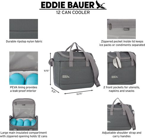 Eddie Bauer Cooler Bag | Insulated | Vacation | Travel | Camping | Tailgate | Beach | Picnic | Festival | Shoulder Carry | Top Handle - Rain in Saudi Arabia