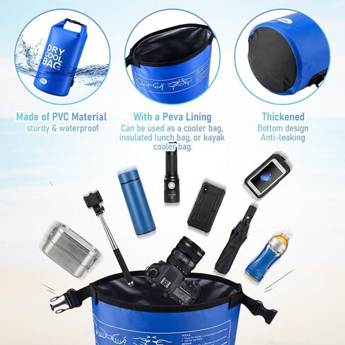 Jexine 2 Pcs 10L Insulated Dry Bag Floating Cooler, Roll Top Waterproof Leak Proof Backpack with Shoulder Strap Collapsible Cooler Bag for Kayaking Fishing Beach Boating Camping Water Activities in Saudi Arabia