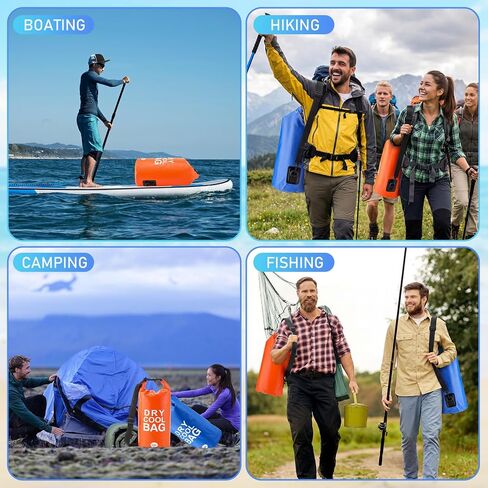 Jexine 2 Pcs 10L Insulated Dry Bag Floating Cooler, Roll Top Waterproof Leak Proof Backpack with Shoulder Strap Collapsible Cooler Bag for Kayaking Fishing Beach Boating Camping Water Activities in Saudi Arabia