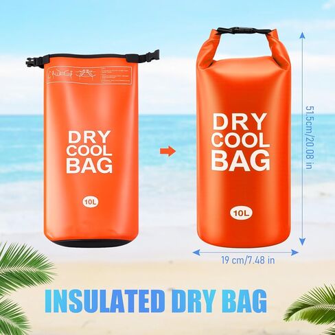 Jexine 2 Pcs 10L Insulated Dry Bag Floating Cooler, Roll Top Waterproof Leak Proof Backpack with Shoulder Strap Collapsible Cooler Bag for Kayaking Fishing Beach Boating Camping Water Activities in Saudi Arabia