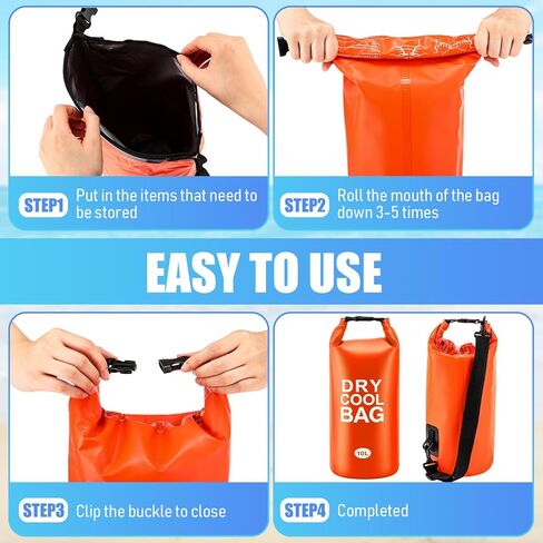 Jexine 2 Pcs 10L Insulated Dry Bag Floating Cooler, Roll Top Waterproof Leak Proof Backpack with Shoulder Strap Collapsible Cooler Bag for Kayaking Fishing Beach Boating Camping Water Activities in Saudi Arabia