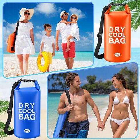 Jexine 2 Pcs 10L Insulated Dry Bag Floating Cooler, Roll Top Waterproof Leak Proof Backpack with Shoulder Strap Collapsible Cooler Bag for Kayaking Fishing Beach Boating Camping Water Activities in Saudi Arabia