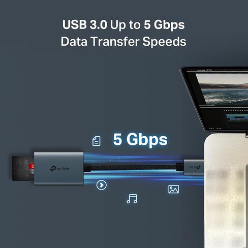 قارئ بطاقات SD من TP-Link، قارئ بطاقات USB 3.0 إلى SD وmicroSD عالي السرعة، قارئ بطاقات ذاكرة من الألومنيوم بفتحة مزدوجة لأجهزة الكمبيوتر المحمول والمزيد، يدعم بطاقات SD/SDHC/SDXC/microSD/microSDHC/microSDXC/TF سعة 2 تيرابايت (UA430) in Saudi Arabia