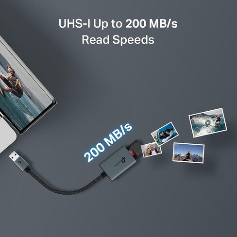 قارئ بطاقات SD من TP-Link، قارئ بطاقات USB 3.0 إلى SD وmicroSD عالي السرعة، قارئ بطاقات ذاكرة من الألومنيوم بفتحة مزدوجة لأجهزة الكمبيوتر المحمول والمزيد، يدعم بطاقات SD/SDHC/SDXC/microSD/microSDHC/microSDXC/TF سعة 2 تيرابايت (UA430) in Saudi Arabia