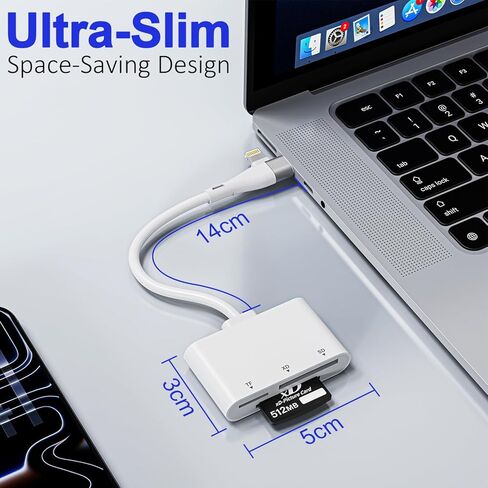 XD Picture Card Reader, 3 in 1 SD Card Reader for iPhone 17-6/iPad/MacBook/Android – Lightning & USB-C XD Card Adapter for XD/SD/MicroSD, Plug & Play, Fast Transfer in Saudi Arabia