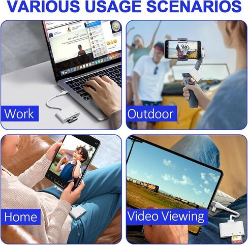 XD Picture Card Reader, 3 in 1 SD Card Reader for iPhone 17-6/iPad/MacBook/Android – Lightning & USB-C XD Card Adapter for XD/SD/MicroSD, Plug & Play, Fast Transfer in Saudi Arabia
