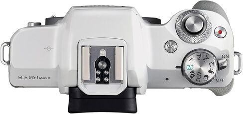Canon EOS M50 Mark II Mirrorless Camera with 15-45mm Lens (White) | 24.1MP APS-C Sensor, Dual Pixel CMOS AF, 4K Video & Vari-Angle Touchscreen | for Vlogging & Content (4729C004) + 64GB Card + Bag in Saudi Arabia