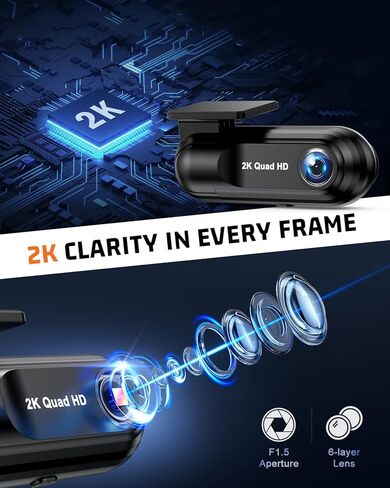 PENEMAY Dash Cam 2K Car Camera, Mini WiFi Dashcam with 32GB SD Card Dash Cam Front, Enhanced Night Vision Dashcams for Car, App Controlled Dash Camera with 24H Parking Mode, G-Sensor, Loop Recording in Saudi Arabia