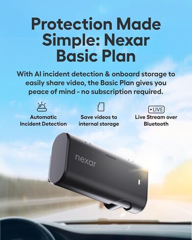 حزمة كاميرا Nexar Beam2 Mini الأمامية والخلفية - وضع وقوف السيارات لمدة 24 ساعة بزاوية واسعة FHD وعدسة لاسلكية للسيارات تتضمن مجموعة أسلاك صلبة بقيمة 25 دولارًا أمريكيًا للطاقة المستمرة in Kuwait