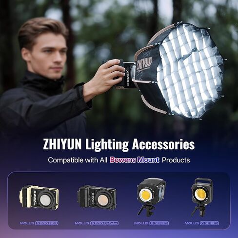 ZHIYUN 40D Bowens Mount Octagonal Softbox لسلسلة ZHIYUN X200 Molus G-Series B-Series إطلاق سريع مع شبكة قرص العسل لتسجيل الفيديو واستوديو التصوير الفوتوغرافي والتقاط الصور الشخصية in Saudi Arabia