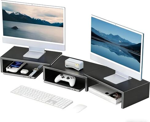 Desk Organizers and Accessories, Dual Monitor Stand Riser, Monitor Desk Shelf for Desktop Organization (Black) in Saudi Arabia