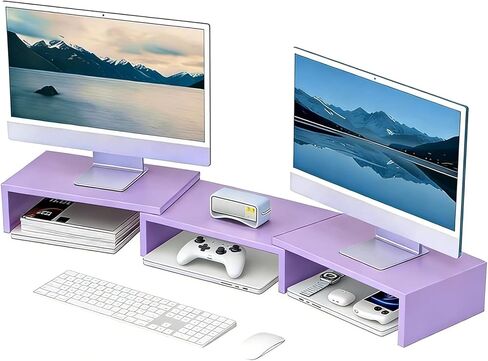 Desk Organizers and Accessories, Dual Monitor Stand Riser, Monitor Desk Shelf for Desktop Organization (Black) in Saudi Arabia