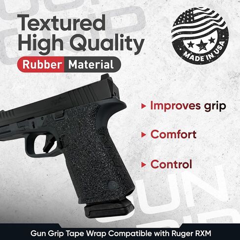 Handleitgrips Gun Grip Tape Compatible with Ruger RXM, Black Textured Rubber Pistol Grip Tape Inserts, Accessories, Veteran Owned, Made in USA in Saudi Arabia