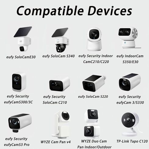 كابل تمديد USB C بطول 20 قدم/6 متر لـ eufy Security SoloCam S220/S340/S4/E30/E42/C210، eufyCam S3 Pro، كاميرا داخلية eufy S350/C220، كابل من النوع C إلى النوع C، كابل شحن طويل مسطح من النوع C - قطعتان in Kuwait