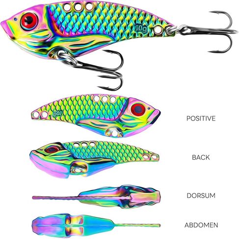 5 Pack Metal Blade Baits Fishing Lures VIB Spoons Swimbaits for Bass Trout Walleye Crappie in Saudi Arabia