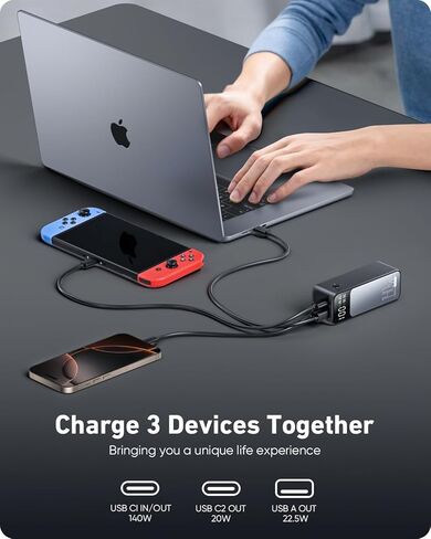 Laptop Power Bank, 27000mAh (99.9Wh) Portable Laptop Charger, PD 3.1 USB C in&Out Fast Charger External Battery Pack for iPhone 17 16 15 Pro Samsung MacBook Dell XPS iPad Steam Deck etc in Saudi Arabia