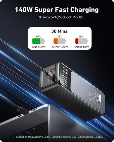 Laptop Power Bank, 27000mAh (99.9Wh) Portable Laptop Charger, PD 3.1 USB C in&Out Fast Charger External Battery Pack for iPhone 17 16 15 Pro Samsung MacBook Dell XPS iPad Steam Deck etc in Saudi Arabia