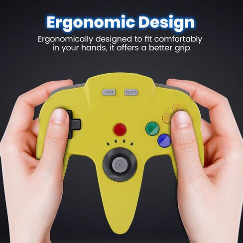SAFFUN 2 Pack Wireless N64 Controller Made for Switch 1 & 2، N64 Console، أجهزة استقبال لاسلكية 2.4 جيجا هرتز متوافقة مع Switch Online، Windows PC، macOS (اهتزاز مدمج) (قابلة لإعادة الشحن) ليموني/سماوي in Saudi Arabia