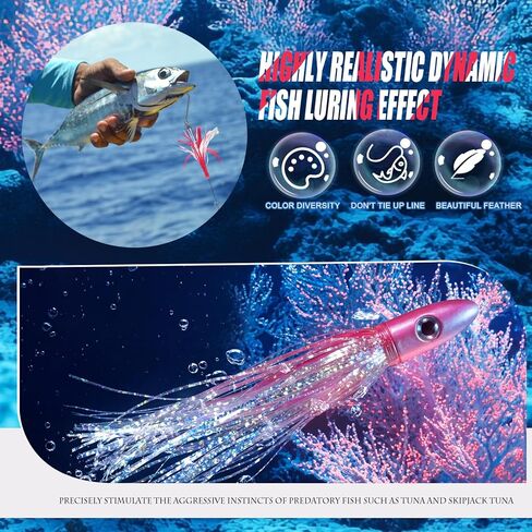 قطعتان من طُعم التصيد البحري للتونا والماهي والواهو وطُعم صيد الأسماك الطائرة مقاس 9 بوصات باللونين الوردي والأزرق، هدايا لعشاق الصيد وإكسسوارات الأسماك in Saudi Arabia