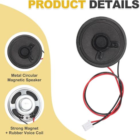 4pcs Internal Magnet Speaker (1W 8 Ohm 2.54mm) - Round Internal Micro Magnet Loudspeaker with 200mm Terminal Wire for DVD EVD Mobile Portable Advertising Machine, Black in Saudi Arabia