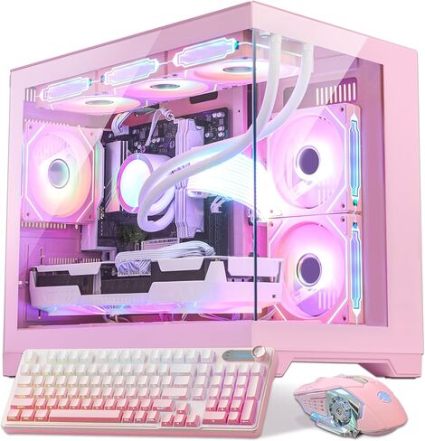 Ocean Park Pink Gaming PC Gamer Desktop Computer W/KB & Mouse, AMD Ryzen 7 9700X 8-Core 3.8 GHz, RTX 5070 12GB, 32GB DDR5, 1TB PCIe SSD, 850W PSU, Fusion 2.0 APP RGB Fan Control, Win 11 in Saudi Arabia